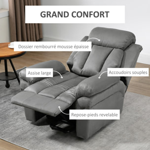 Fauteuil de relaxation électrique fauteuil releveur inclinable avec repose-pied ajustable tissu gris