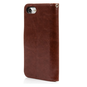 DAM Custodia Folio in ecopelle con chiusura magnetica per iPhone 7/8 7x2x14 cm. colore marrone