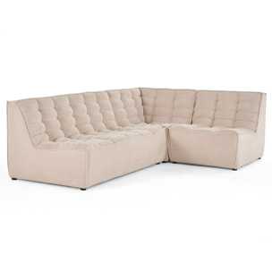 Ellie - canapé modulable d'angle réversible 4 places en velours texturé - Beige
