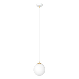 Lampada a sospensione Royal in acciaio bianco opaco e oro