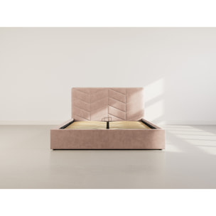 Peonis - lit coffre - 160x200 cm - en velours - sommier inclus - Taupe
