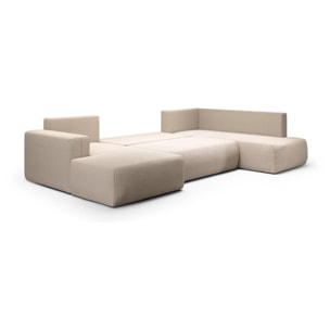 NALA - Canapé panoramique droit 5 places en tissu beige