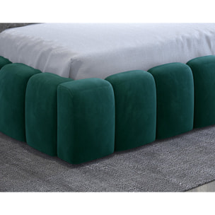Cleo - lit coffre avec led - 180x200 cm - sommier inclus - en velours - Vert