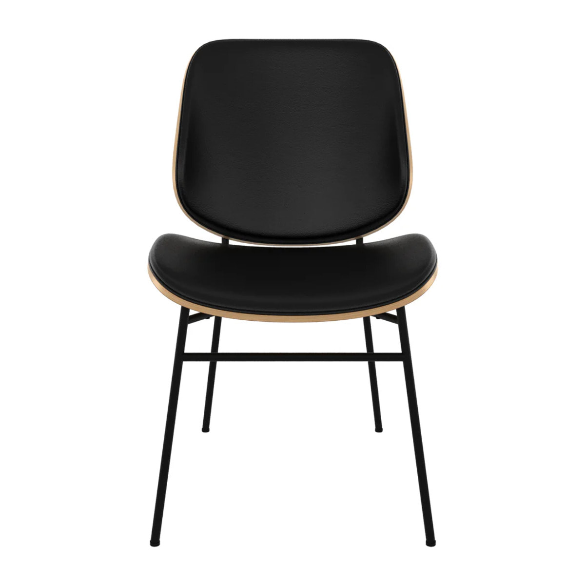 Chaise en bois foncé, PU noir et pieds en métal noir - Hector