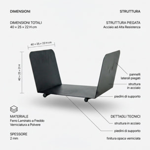 Portalegna in acciaio Dundee 40 cm, supporto legna compatto e moderno per camino e stufa, rack salvaspazio da interno ed esterno, design minimal resistente e stabile, ideale per soggiorno terrazzo patio e veranda