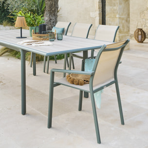 Fauteuil de jardin empilable "Essentia" lin & vert laurier aluminium et texaline
