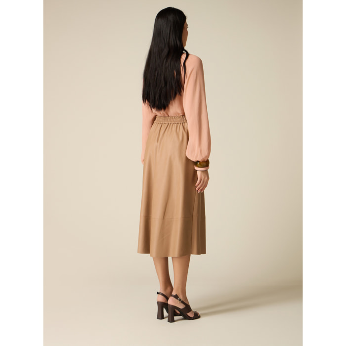 Oltre - Gonna midi ad A - Beige