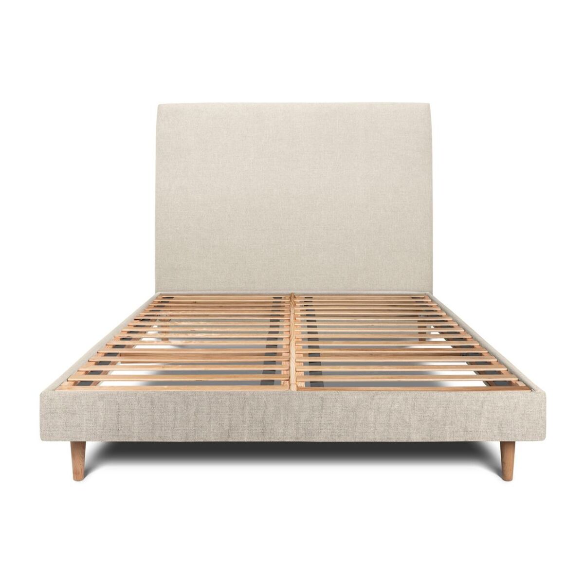 Lit avec tête de lit tapissée tissu et sommier kit Ep14