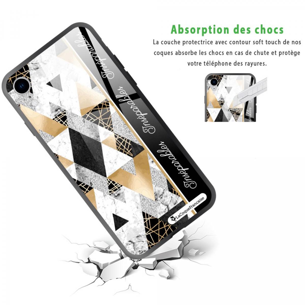 Coque iPhone Xr Coque Soft Touch Glossy Marbre Noir Inséparables Design La Coque Francaise