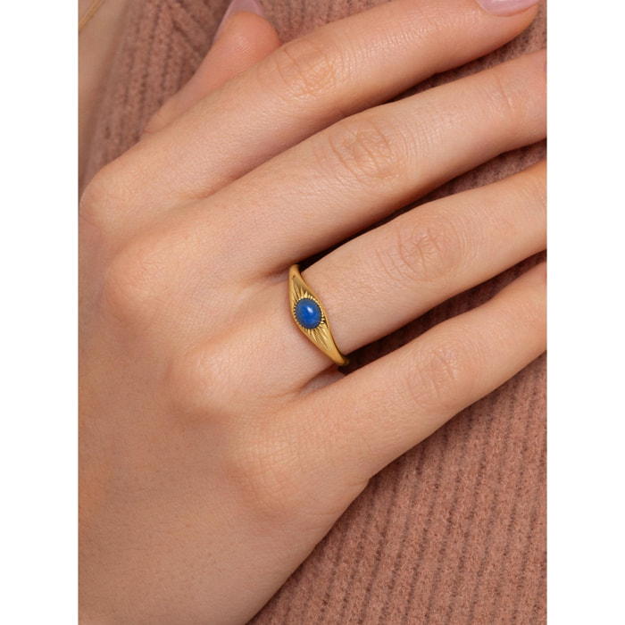 Anillo Olivia Blue Plata Baño Oro