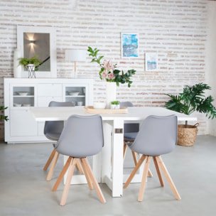 Table à manger pliante Tan -bois massif et panneau de mdf-couleur laqué blanc mat 160 x 78 x 90 cm