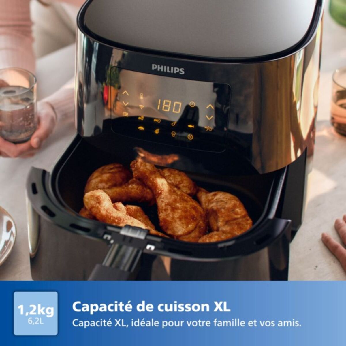 Friteuse sans huile PHILIPS Series 3000 XL 6,2L HD9280/70  connecté