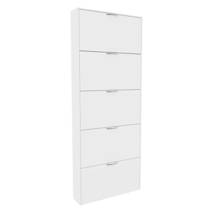 Scarpiera Portascarpe 5 Ante In Legno Da Ingresso Salvaspazio A Ribalta Soggiorno Camera Ufficio Design Ultra Slim Moderno 180 x 70 x 16 Cm Bianco
