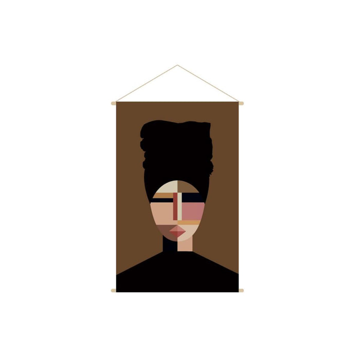 Kakemono tableau en toile suspendue portait de femme ethnique avec turban L80 x H120 cm TURBA