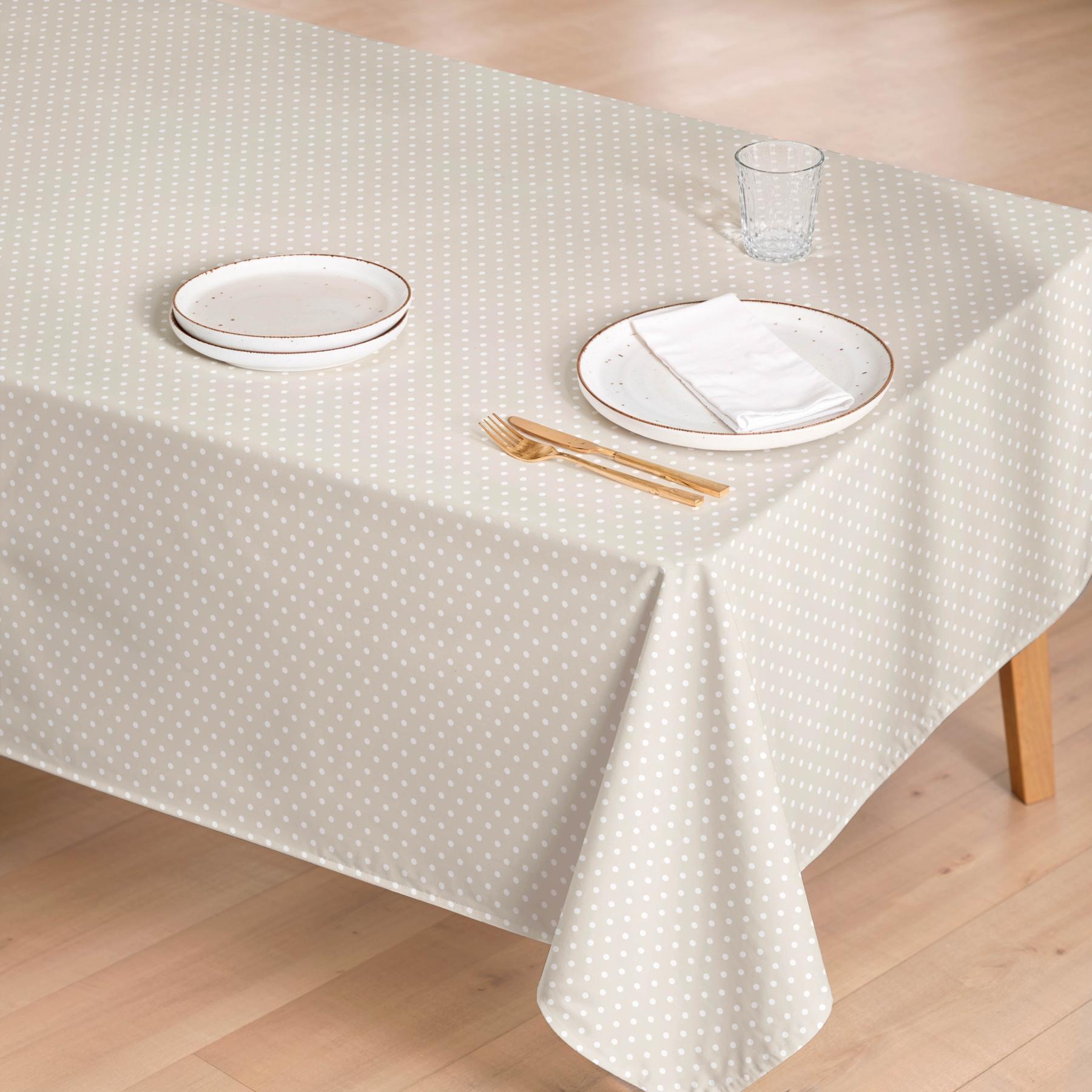 Nappe anti-taches MOCA BEIGE - en 100 % coton