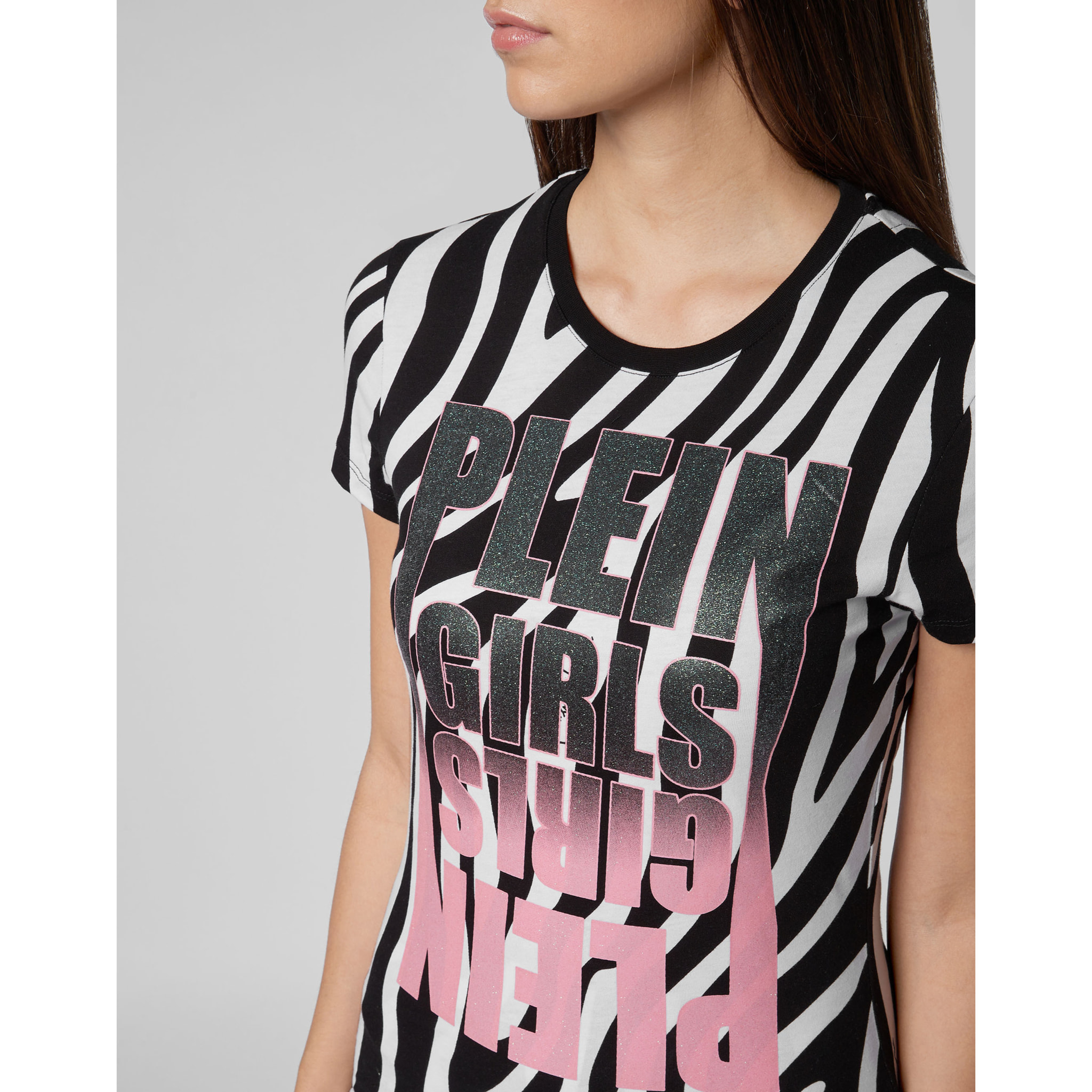 PHILIPP PLEIN T-shirt Round Neck SS Zebra