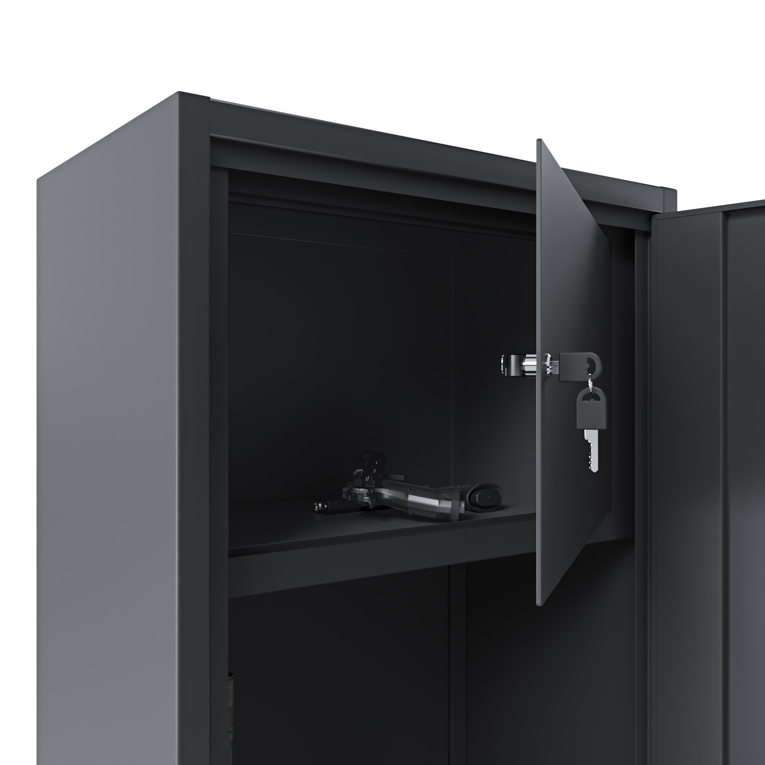 Armadio Portafucili 10 Posti Armadietto Armi Fuciliera In Lamiera Di Acciaio Con Cassetto Tesoretto Con Serratura Doppia Chiave 148x53.5x32 Cm Grigio