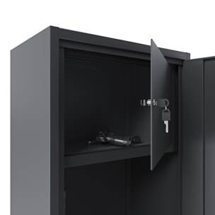 Armadio Portafucili 10 Posti Armadietto Armi Fuciliera In Lamiera Di Acciaio Con Cassetto Tesoretto Con Serratura Doppia Chiave 148x53.5x32 Cm Grigio