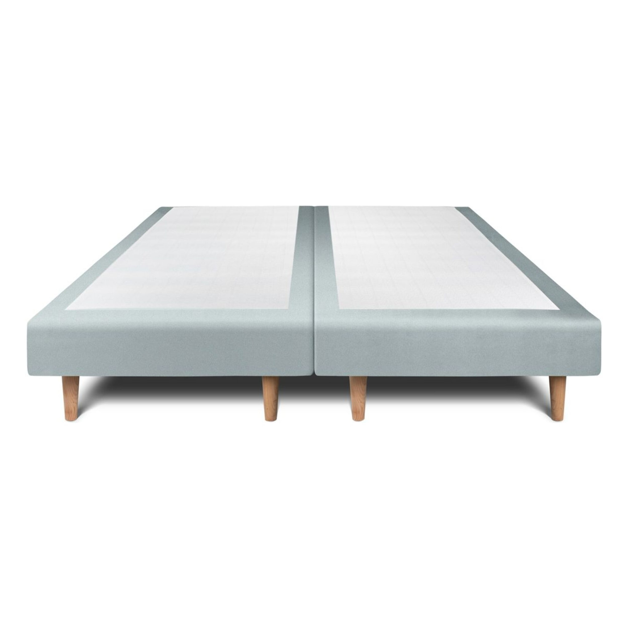 Lit avec tête de lit bandes horizontales velours et sommier tapissier Ep14