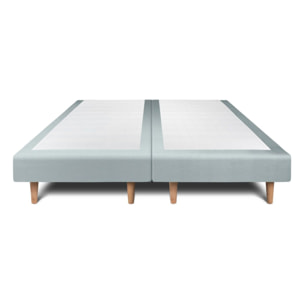 Lit avec tête de lit bandes horizontales velours et sommier tapissier Ep14