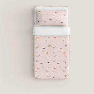 Saco Nórdico Estampado - Infantil - Con cremallera - Incluye 1 Funda de Almohada - 100% Algodón - Amigos Peludos