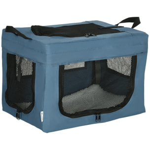 Transportín Mochila para Perros y Gatos Bolsa para Mascotas Transportador para Perros con 3 Puertas y Cojín Suave 48,5x34x34 cm Azul