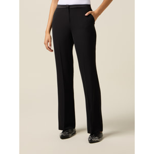Oltre - Pantalones palazzo en satén enver - Negro