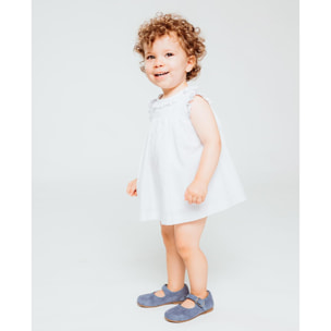 Vestido tira bordada popelín blanco