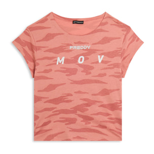 T-shirt camouflage con maniche ad aletta