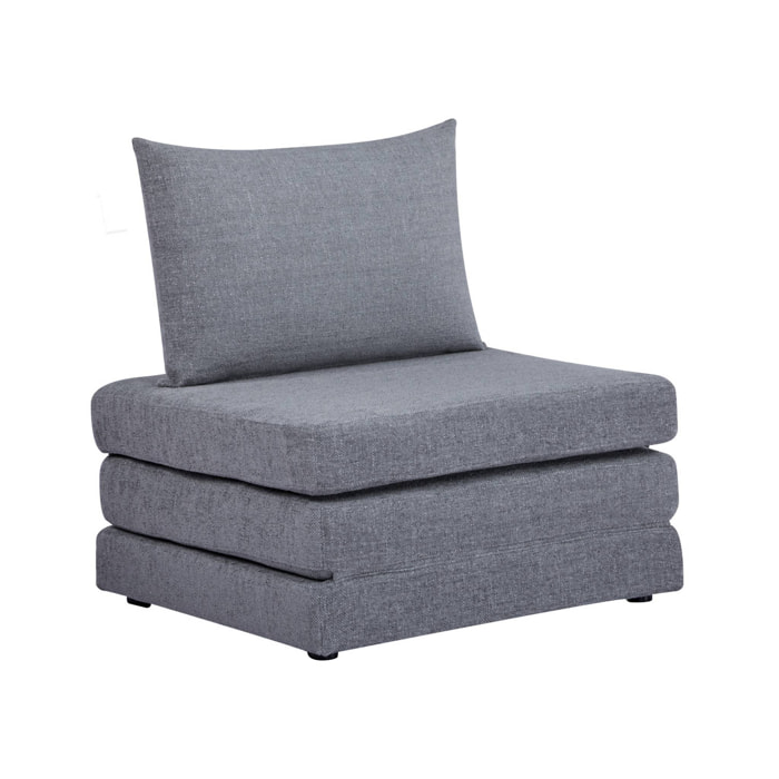 Chauffeuse matelas convertible gris tissu chenille 1 place Fold