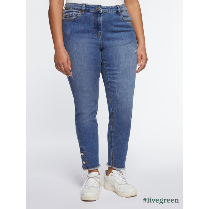 Fiorella Rubino - Jeans skinny con bottoni al fondo - Azzurro