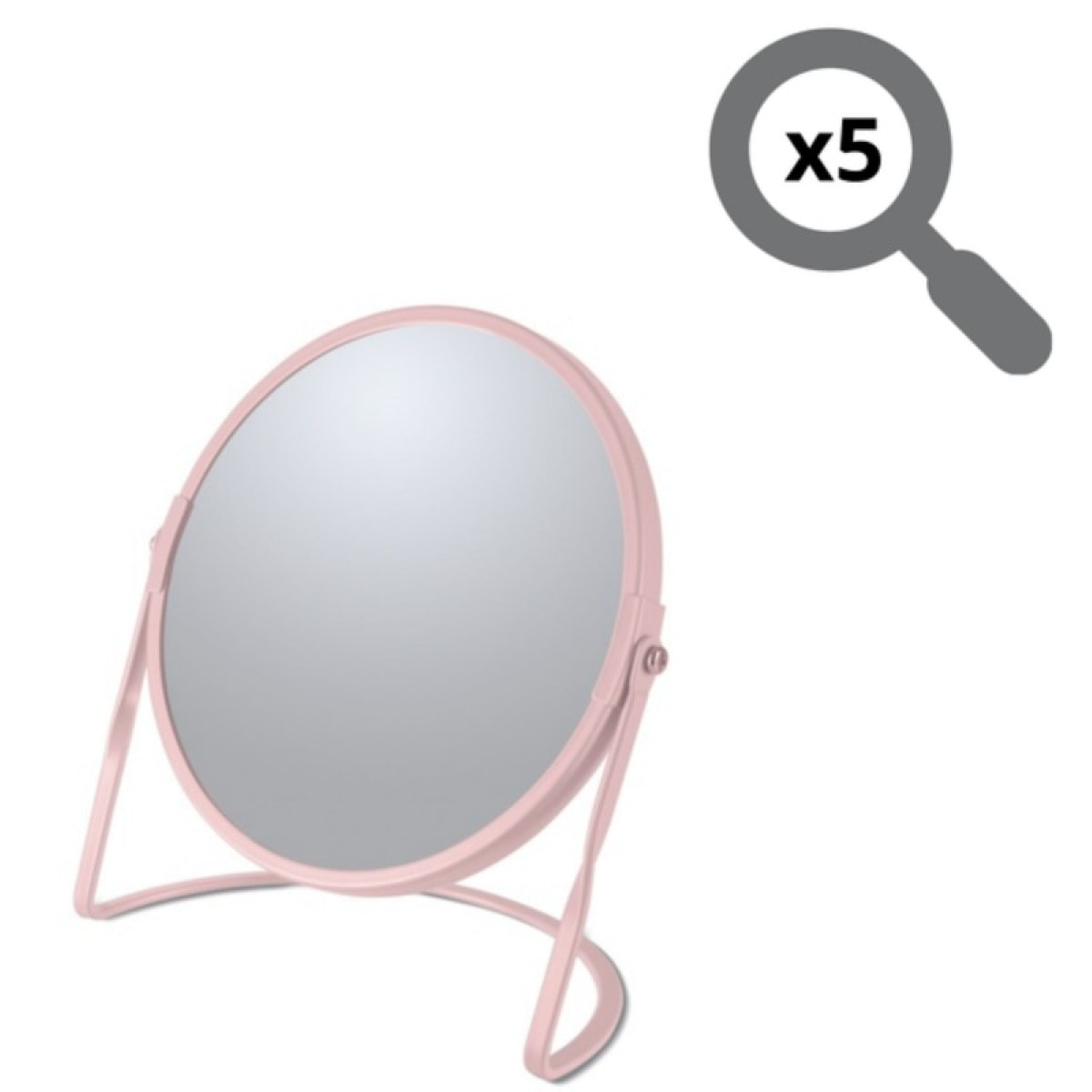 Miroir grossissant sur pied Acier AKIRA Rose mat Spirella