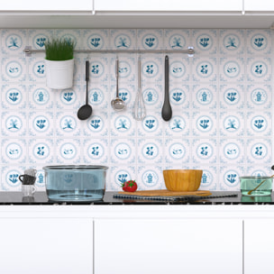 Stickers muraux - Sticker Mural Carrelage adhésif Cuisine Salle de Bain - 60 STICKERS CARRELAGES DELFT BERLIN