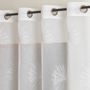 Voilage tamisant broderie palme - Blanc