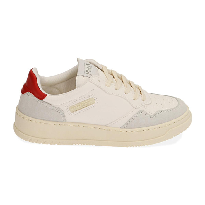 Sneakers bianco/rosso, suola 4 cm