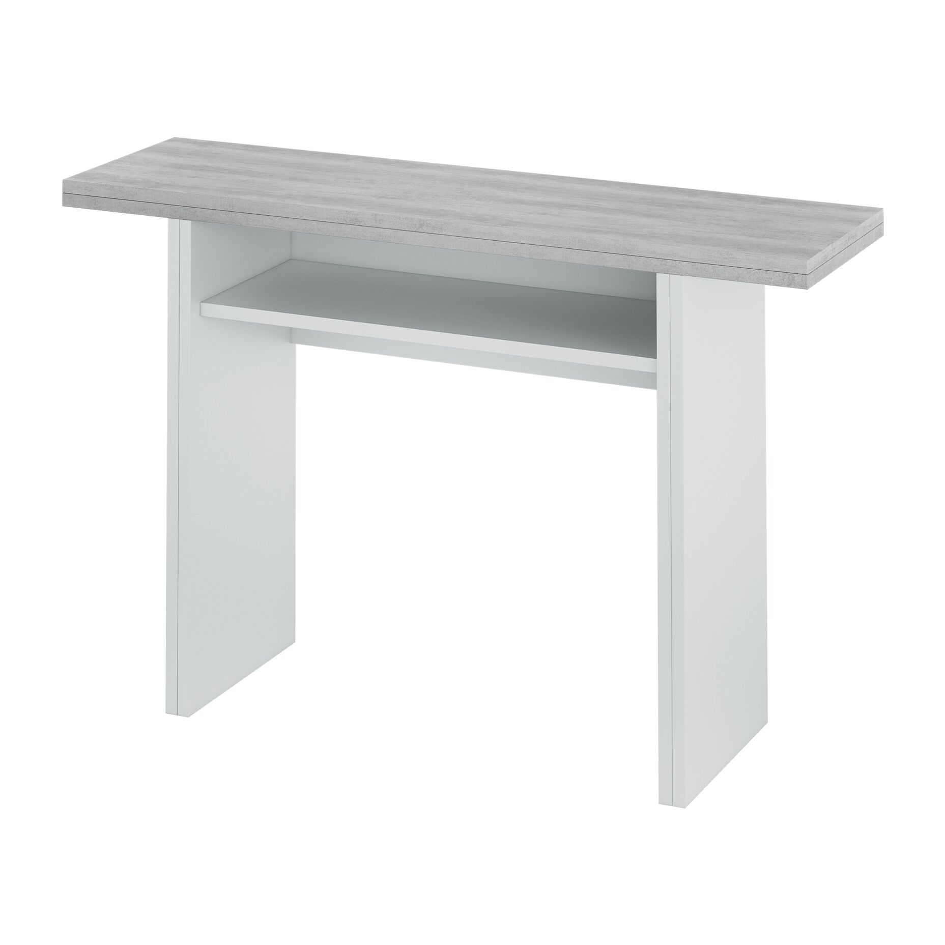 Tavolo Consolle Allungabile A Libro Bilbao 35-70 Cm Tavolo Salvaspazio Multiposizione Design Moderno Elegante Casa Ufficio Bianco E Grigio Cemento