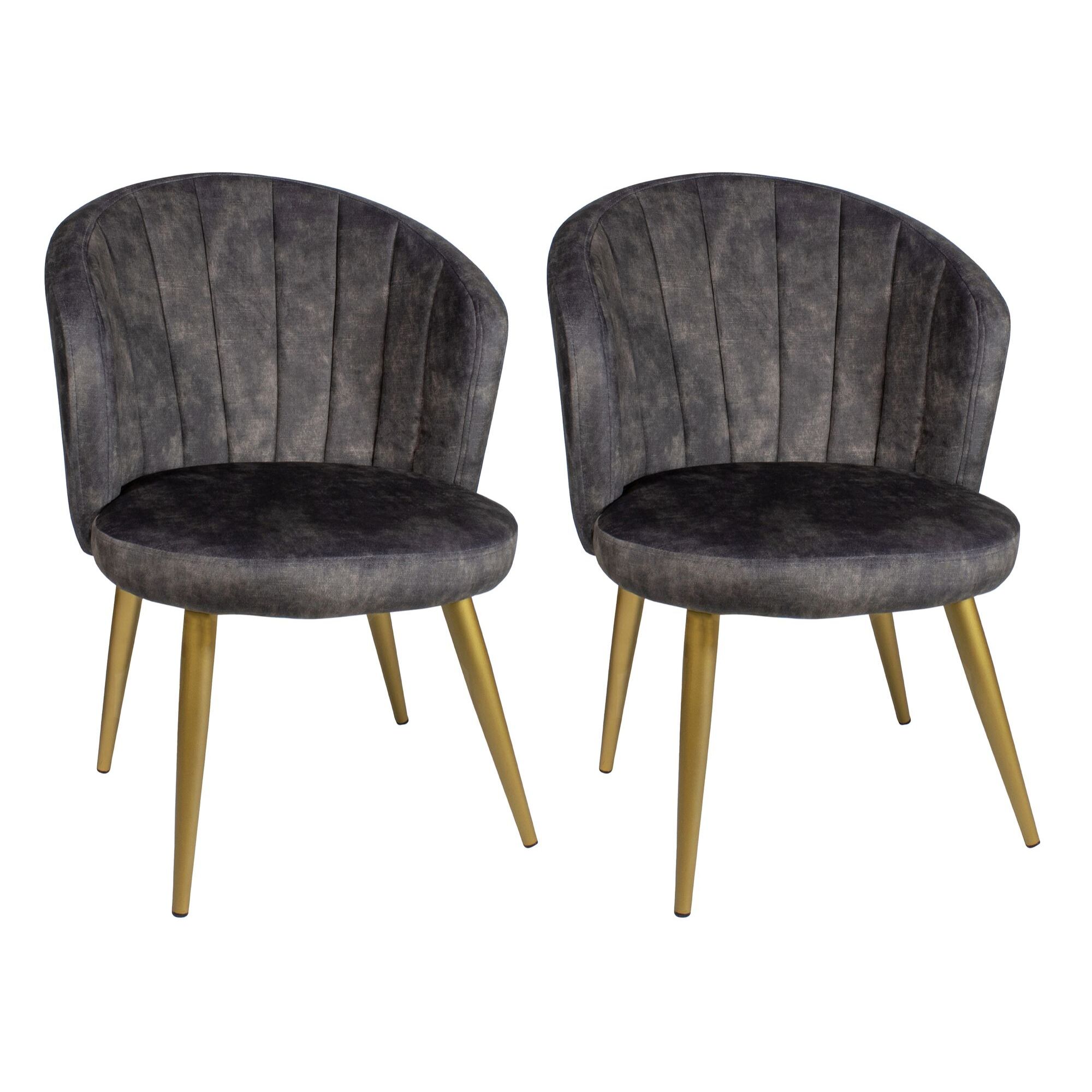 Lot de 2 fauteuils en velours gris EDEN ROC