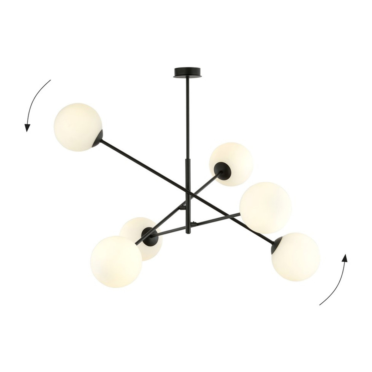 Lampada a sospensione Linear in acciaio nero opaco e vetro opalino