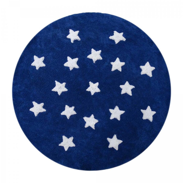 Tapis rond Ø140cm fait à la main en coton motif enfant pour chambre ETOILE R