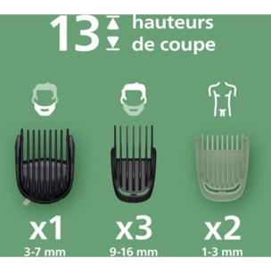 Tondeuse corps PHILIPS MG5931/15 Series 5000,  13 hauteurs de coupe, précision 0,5 mm, autonomie 120 mn