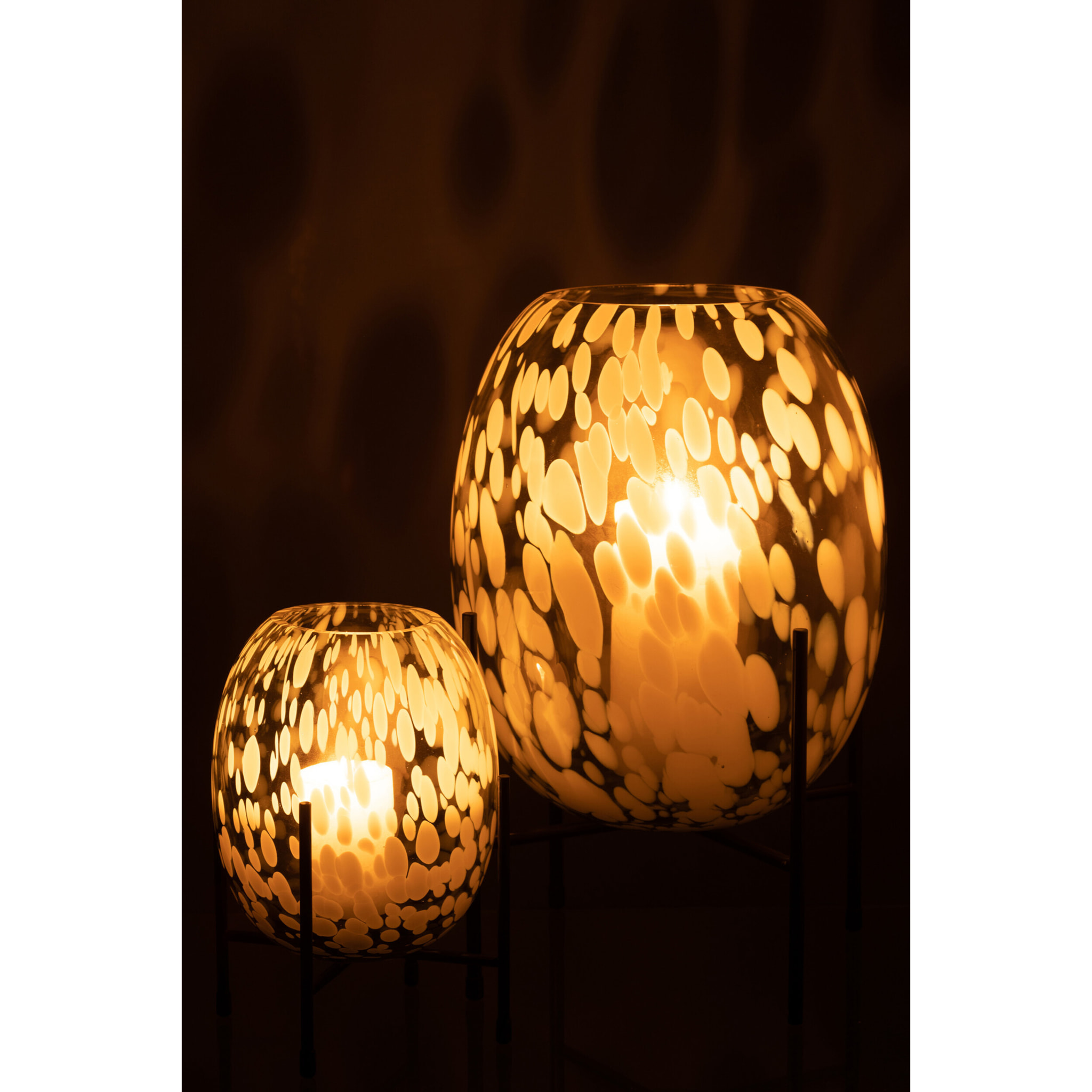 J-Line vase Sur Pied Tâché - verre - gris/blanc - large - 37 cm de hauteur