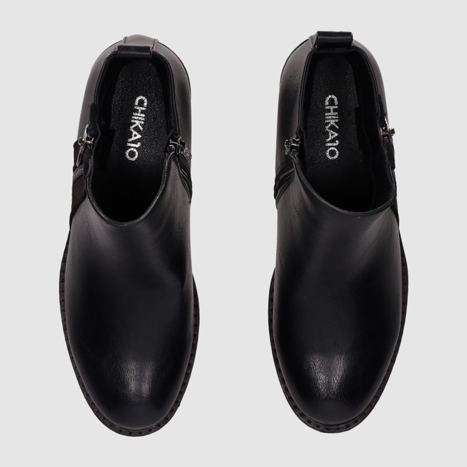 Botines de Piel Sintética - Negro - Tacón: 6 cm
