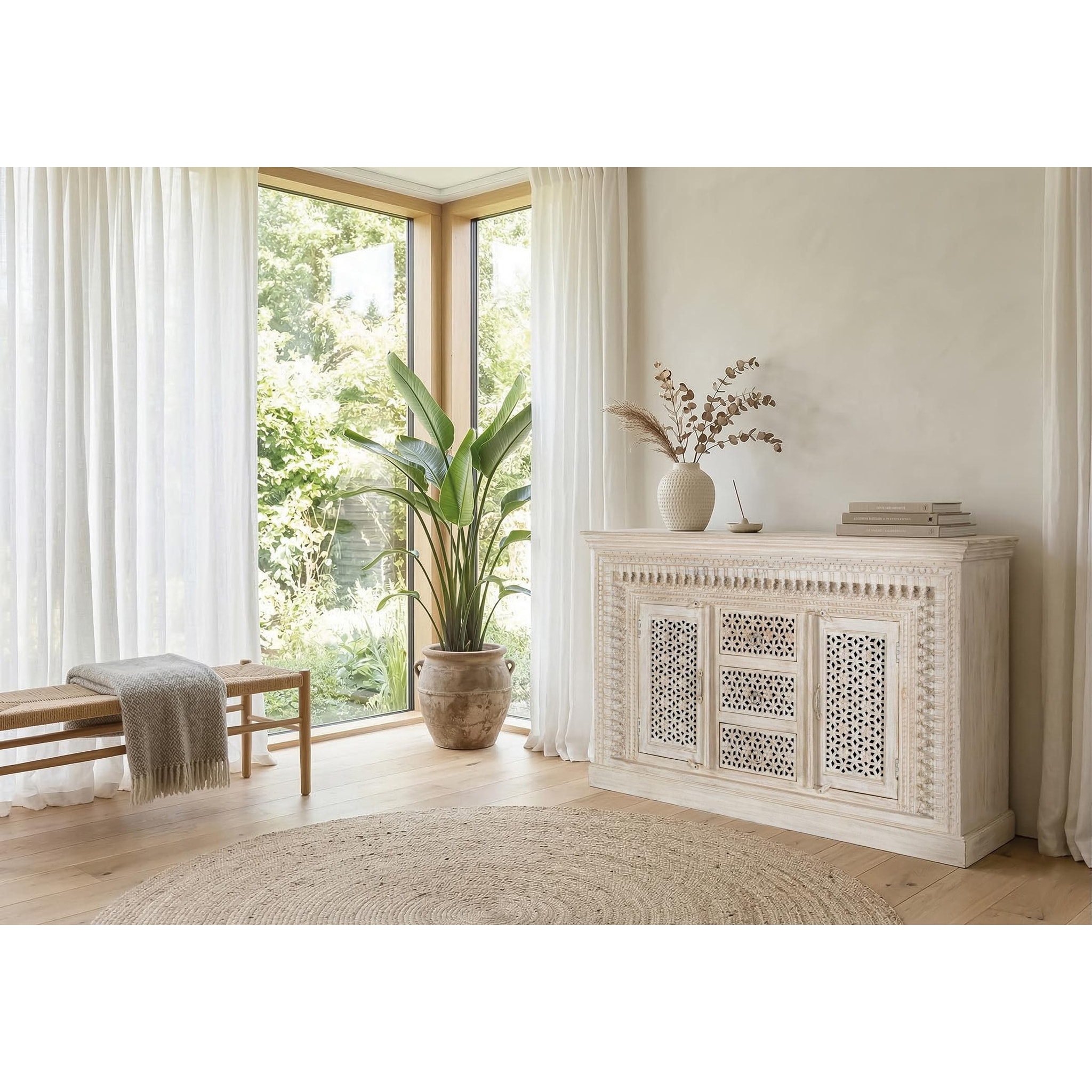 Aparador de Madera de Mango Estilo Mediterráneo Moderno