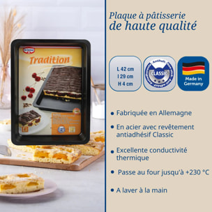 Plaque à pâtisserie à rebord extra haut 42 x 29 cm Dr Oetker Tradition