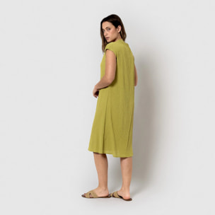 Vestido corto algodón lino lima