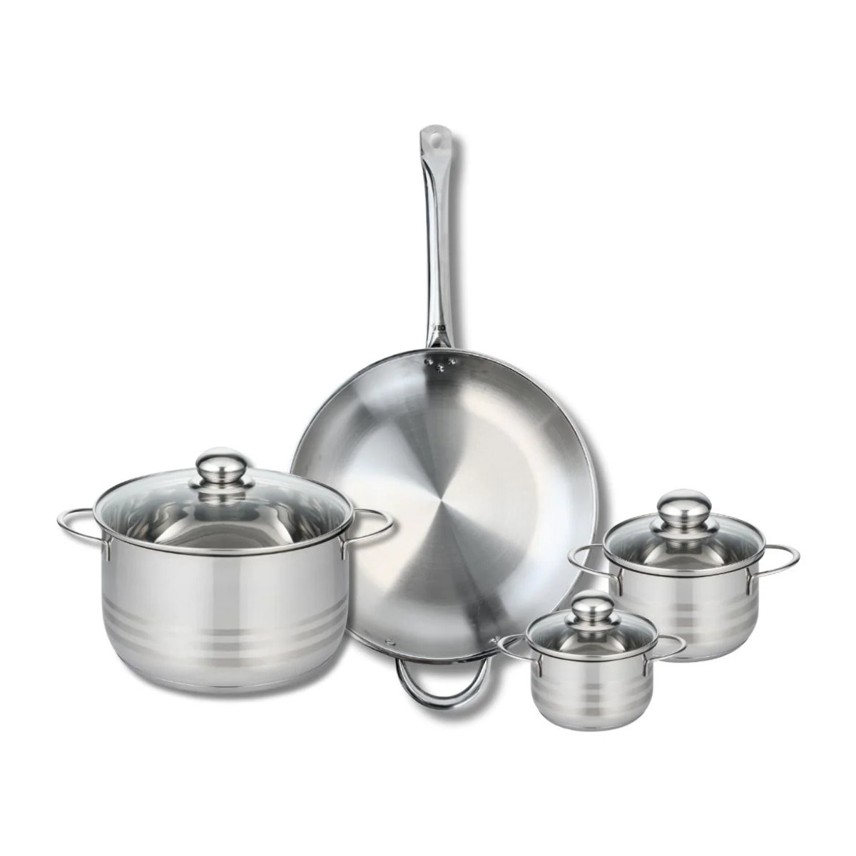 Ensemble de 1 Poêle de cuisson 32 cm et 3 faitouts 12, 14 et 24 cm Elo Profi Brillant