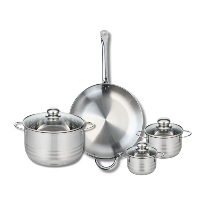 Ensemble de 1 Poêle de cuisson 32 cm et 3 faitouts 12, 14 et 24 cm Elo Profi Brillant