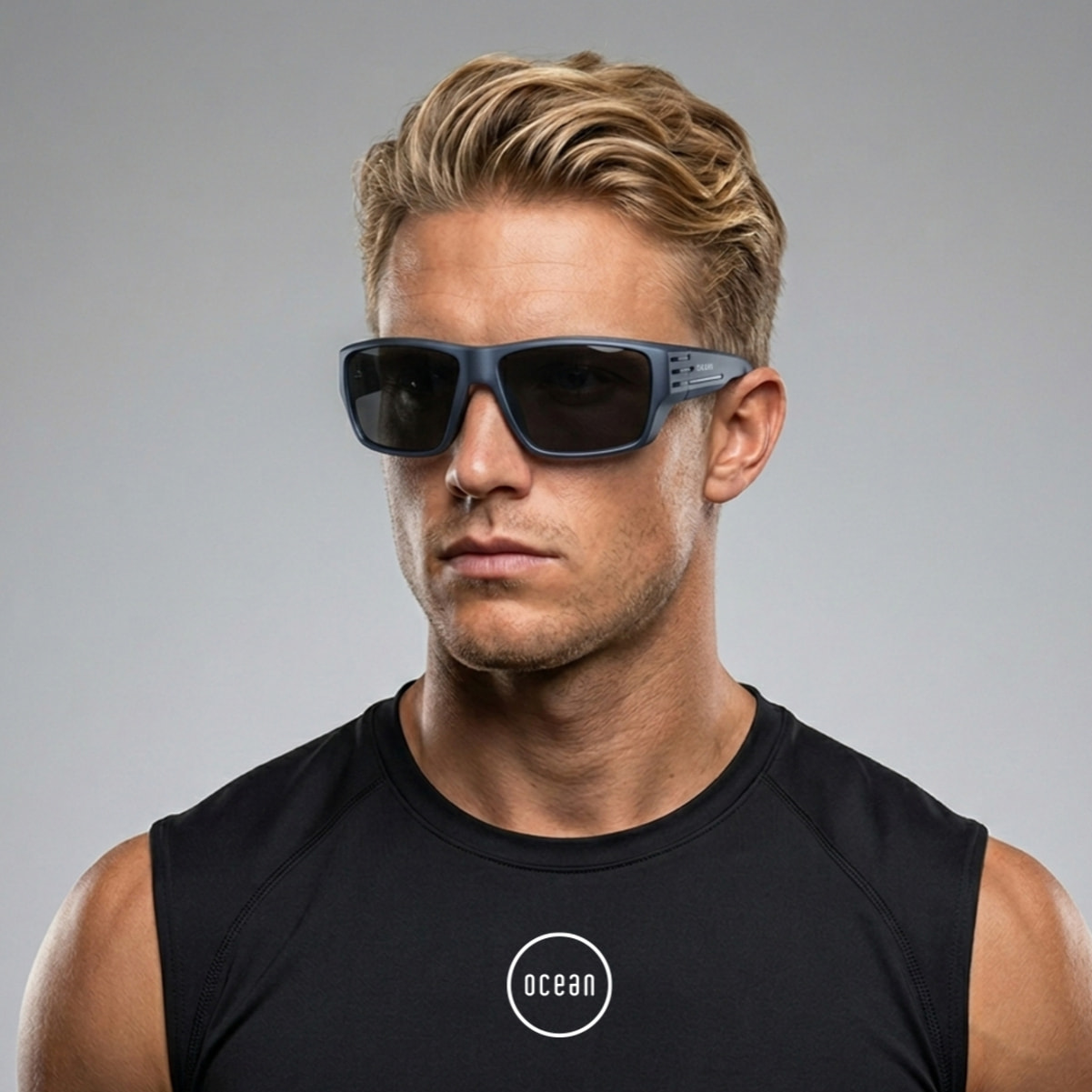 Gafas de sol OCEAN SKATE - Azul mate transparente / Polarizada ahumada