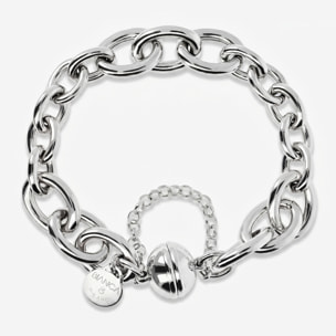 Bracciale con Catena Rolo Maxi Maglie in Argento 925 placcato Platino