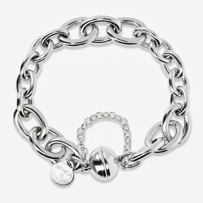 Bracciale con Catena Rolo Maxi Maglie in Argento 925 placcato Platino